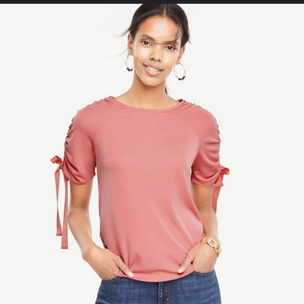 NWT Ann Taylor Ribbon Ruched Top